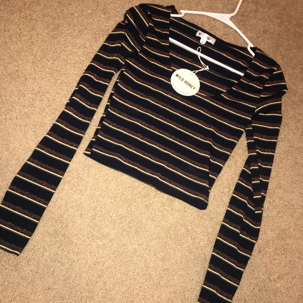 striped long sleeve crop top